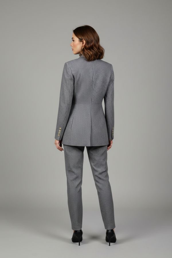Çizgili Gri Ceket