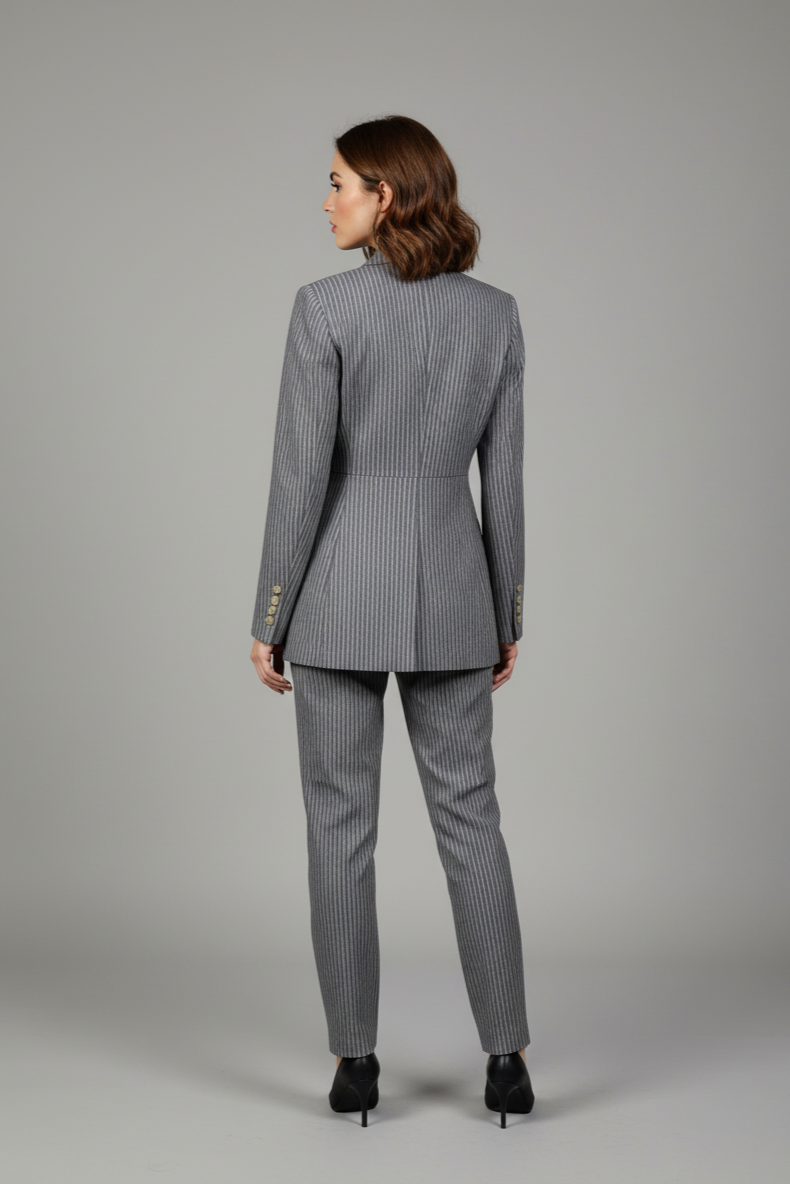 Çizgili Gri Ceket